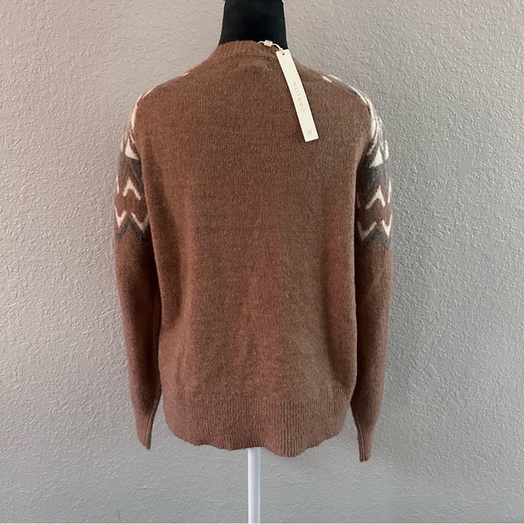 Caslon Fair Isle Knit Sweater Brown Cream Gray Cozy Pullover XS - NWT - Picture 3 of 8
